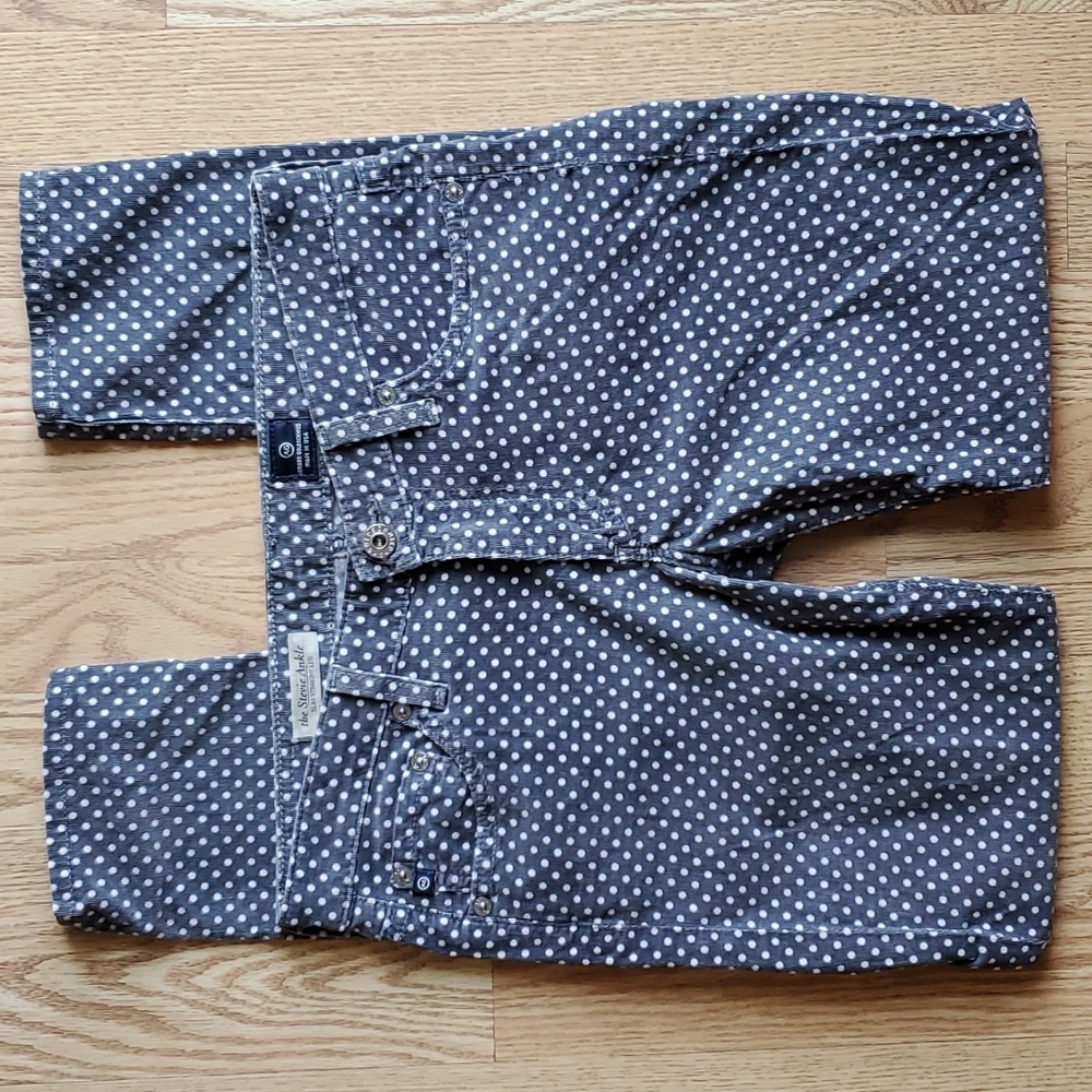 AG the Stevie ankle straight leg polka dot corduroy jeans 27. Like new.